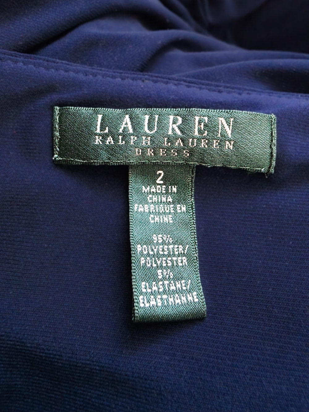 Navy Ruched Cocktail Dress Ralph Lauren - Picture 3 of 6